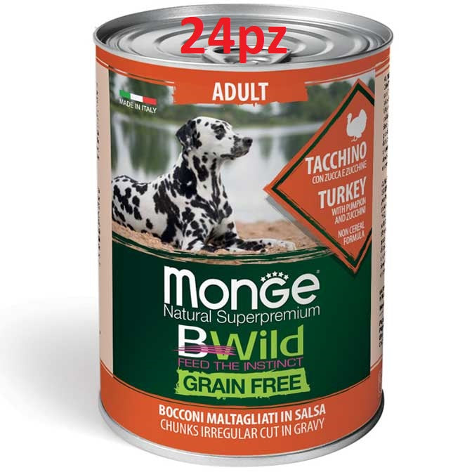24x400g Monge BWild Adult Tacchino - Cani Tutte Taglie 24x400g Monge BWild Adult Tacchino - Cani Tutte Taglie